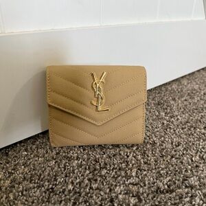 Yves Saint Laurent Beige Leather Wallet